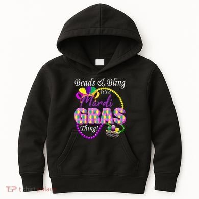 Beads and Bling it's a Mardi Gras Thing Kids Hoodie