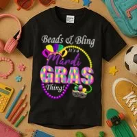 Beads and Bling it's a Mardi Gras Thing Kids T-Shirt thumb 3