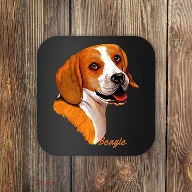 Beagle Dog Signature Portrait Coaster