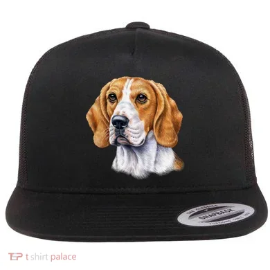 Beagle Face Flat Bill Trucker Hat