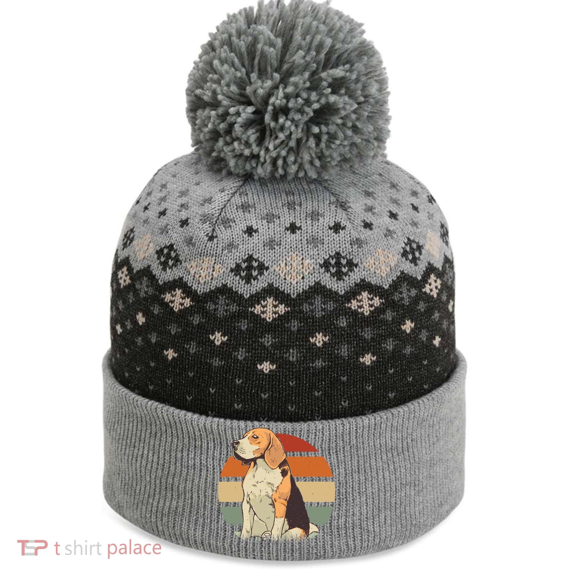 Beagle Retro Sunset The Baniff Cuffed Pom Beanie