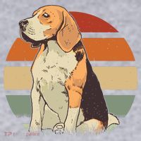 Beagle Retro Sunset Women's Racerback Cropped Tank thumb 2