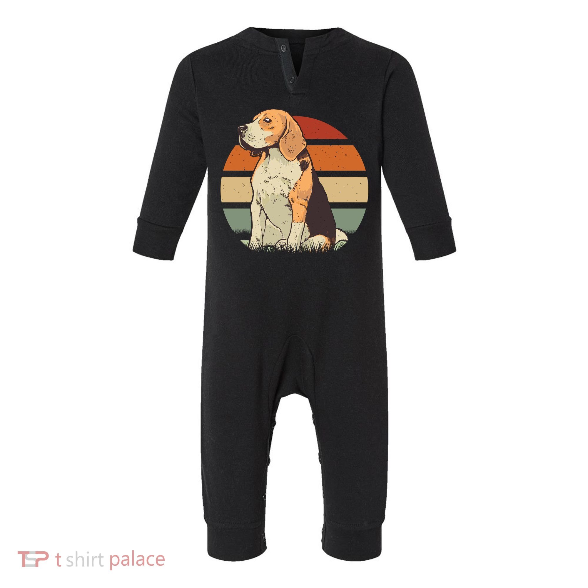 Beagle Retro Sunset Infant Fleece One Piece