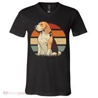 Beagle Retro Sunset V-Neck T-Shirt thumb 0