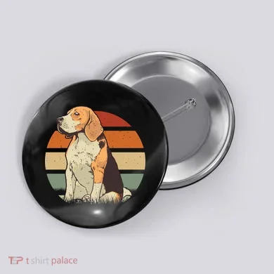 Beagle Retro Sunset Button