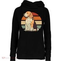 Beagle Retro Sunset Womens Funnel Neck Pullover Hood thumb 0
