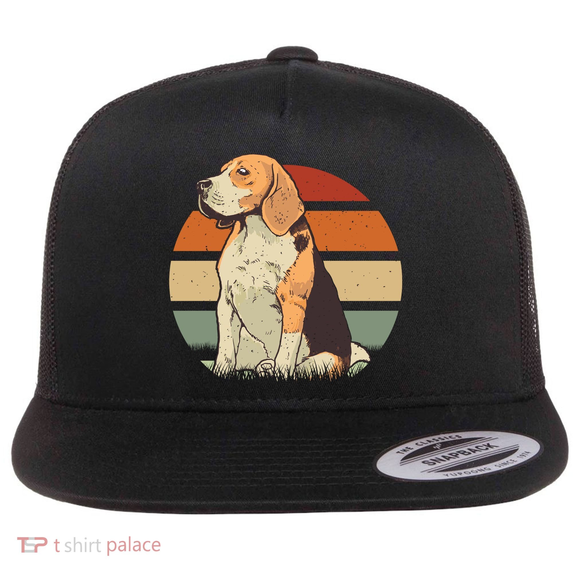 Beagle Retro Sunset Flat Bill Trucker Hat