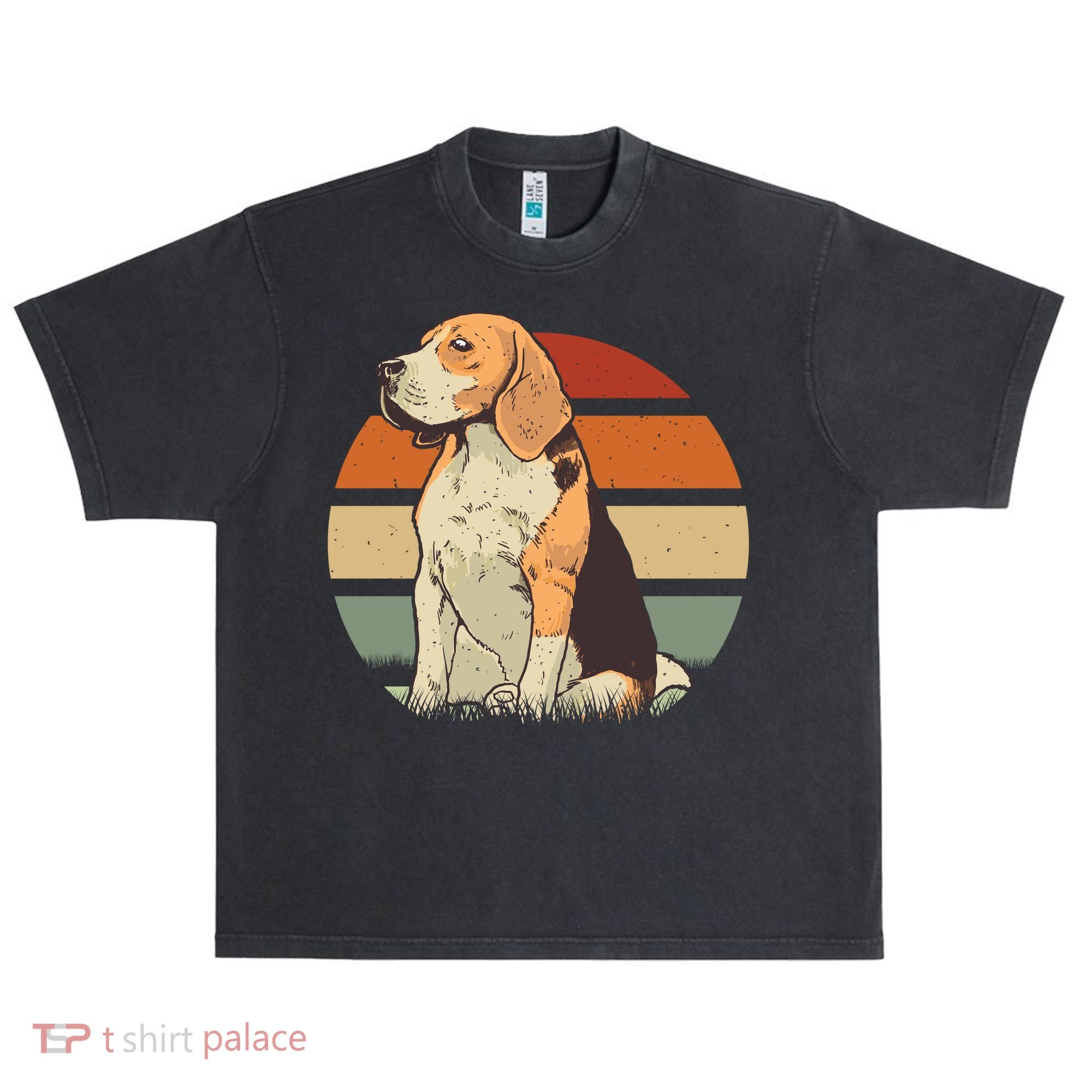 Beagle Retro Sunset Urban Oversized Heavyweight T-Shirt