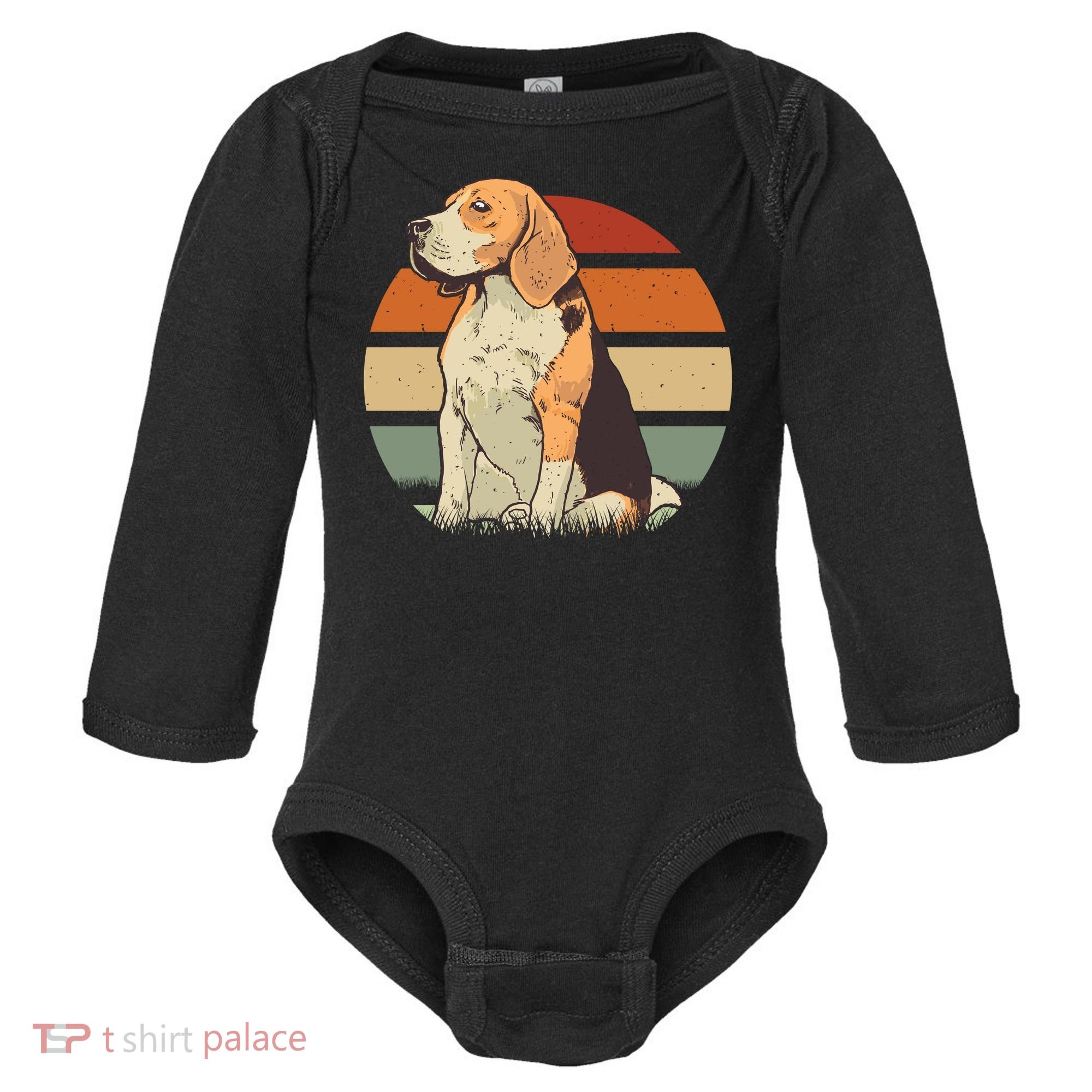 Beagle Retro Sunset Baby Long Sleeve Bodysuit