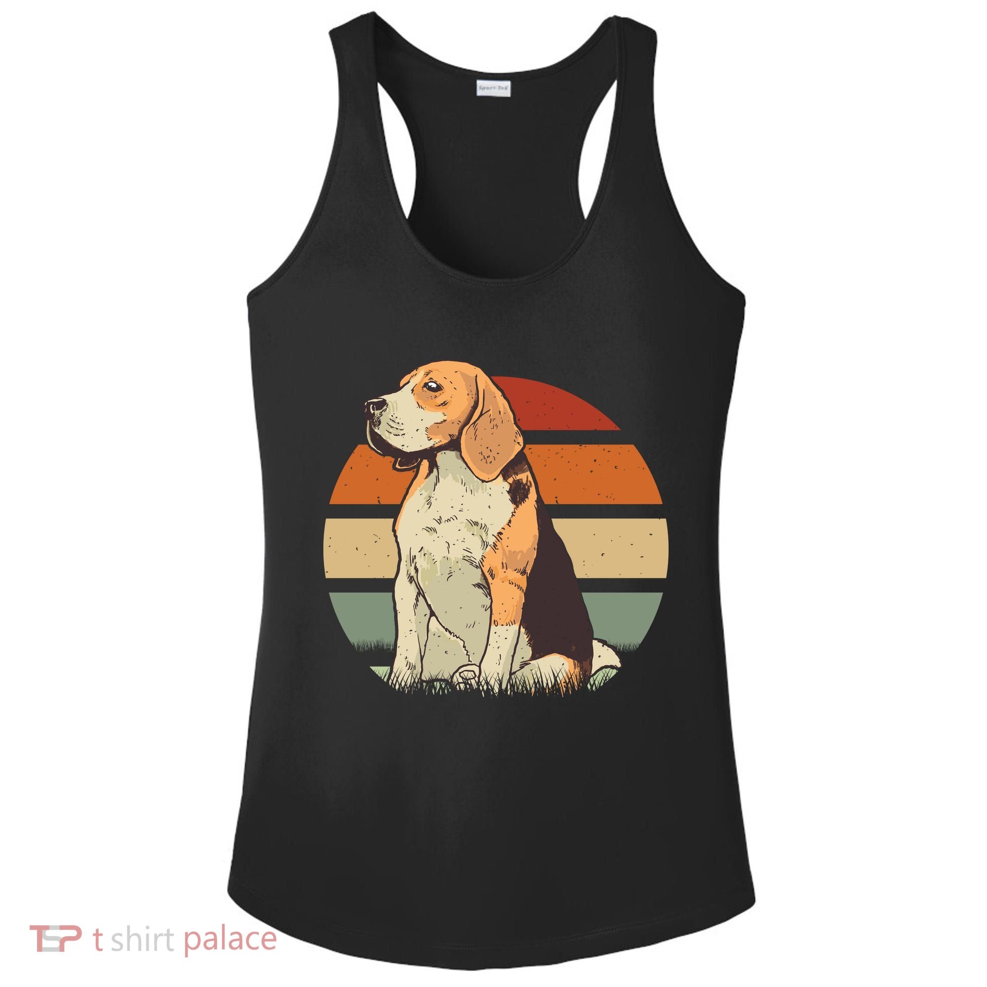 Beagle Retro Sunset Ladies PosiCharge Competitor Racerback Tank