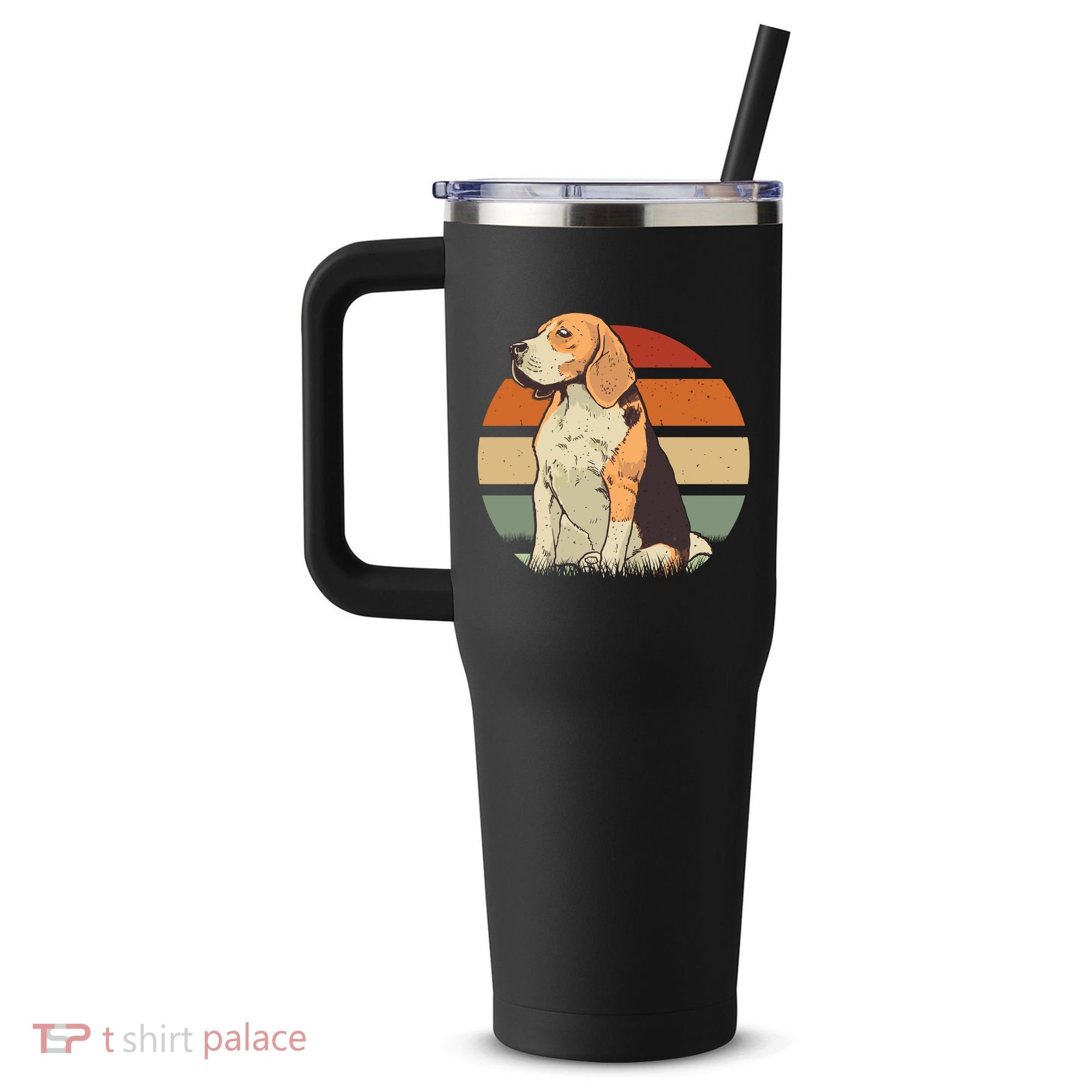 Beagle Retro Sunset 40oz Vacuum Insulated Stainless Steel Travel Tumbler