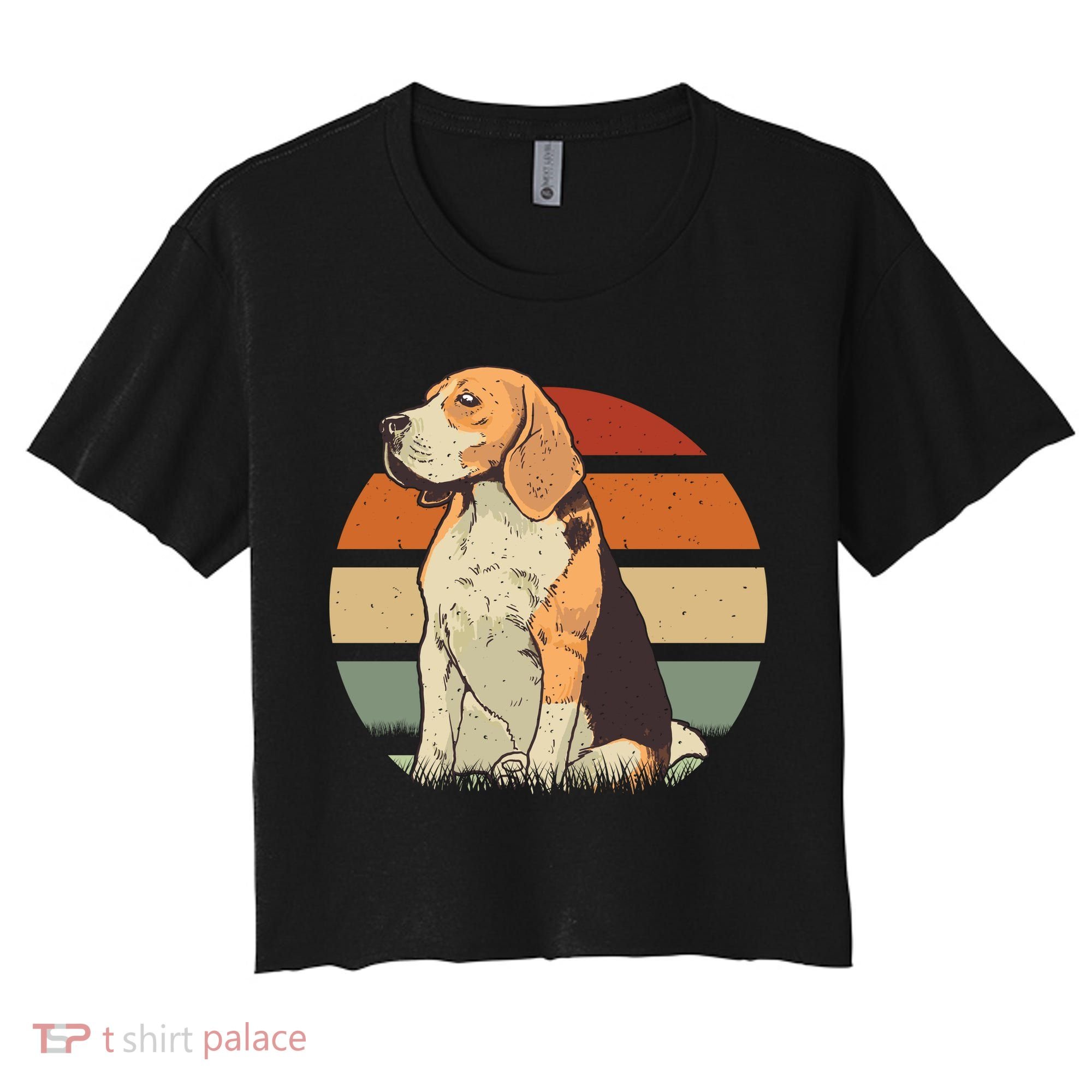 Beagle Retro Sunset Women's Crop Top Tee