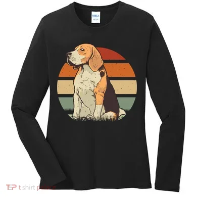 Beagle Retro Sunset Women's Long Sleeve Shirt