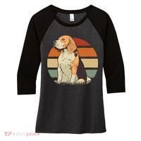 Beagle Retro Sunset Women's Tri-Blend 3/4-Sleeve Raglan Shirt thumb 0