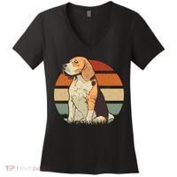 Beagle Retro Sunset Women's V-Neck T-Shirt thumb 0