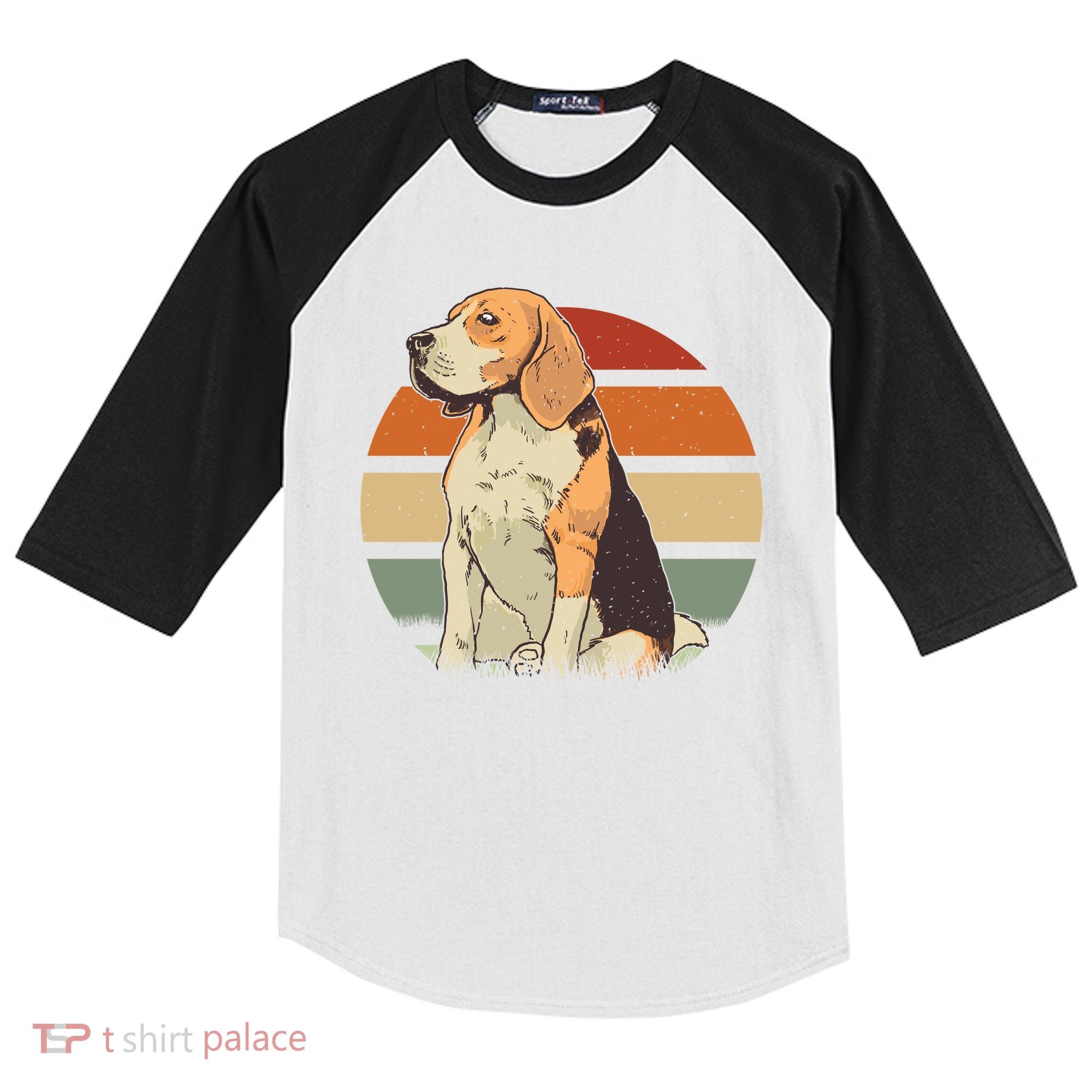 Beagle Retro Sunset Kids Colorblock Raglan Jersey