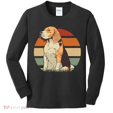 Beagle Retro Sunset Kids Long Sleeve Shirt