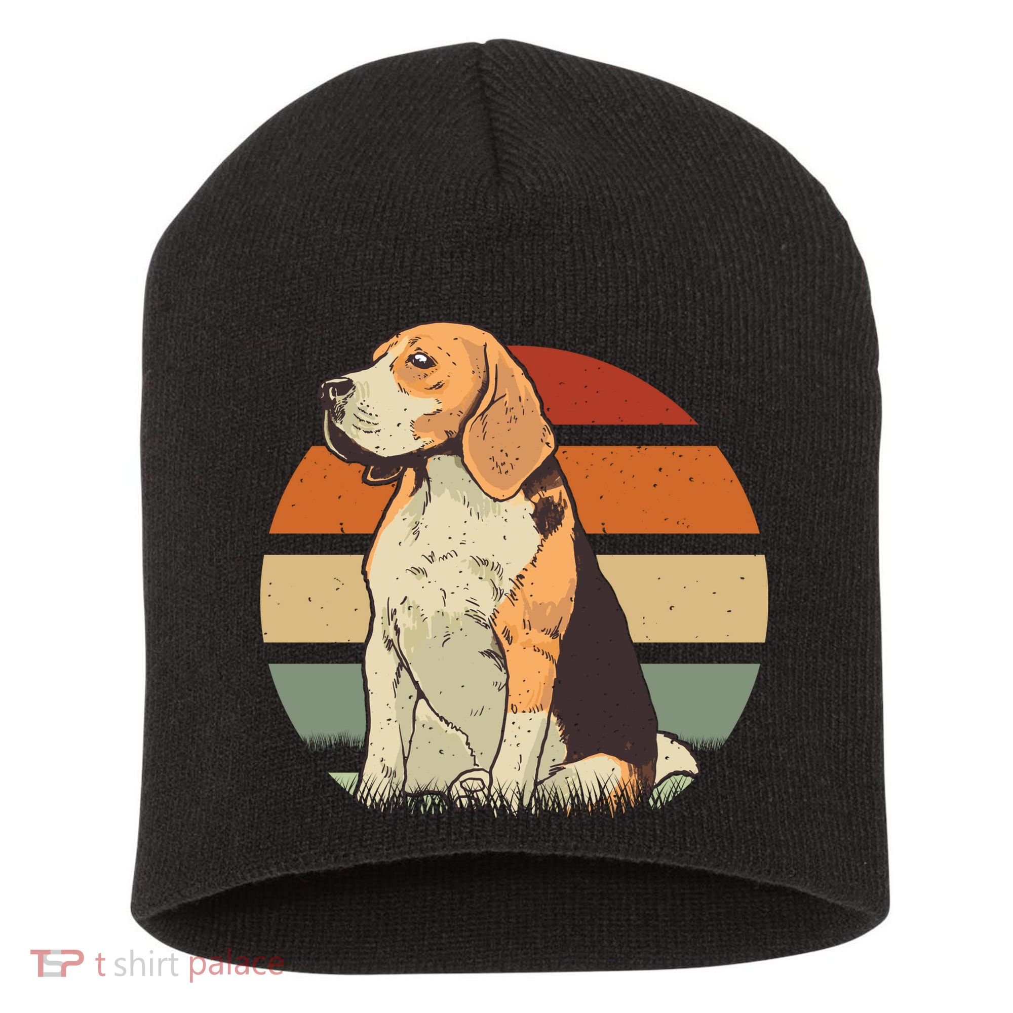 Beagle Retro Sunset Short Acrylic Beanie