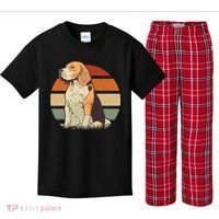 Beagle Retro Sunset Kids Plaid Pajama Set thumb 0