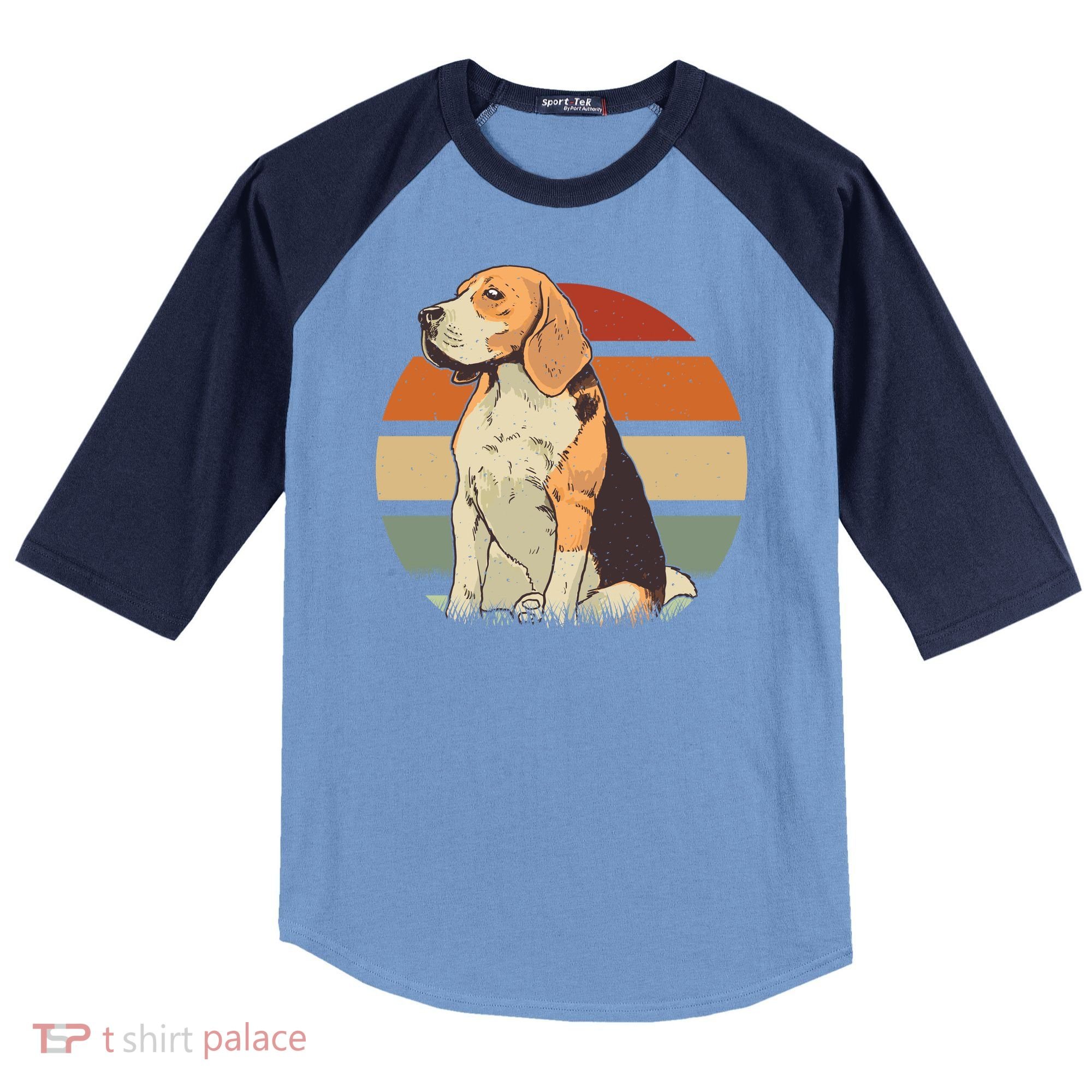 Beagle Retro Sunset Raglan Baseball Sleeve Shirt