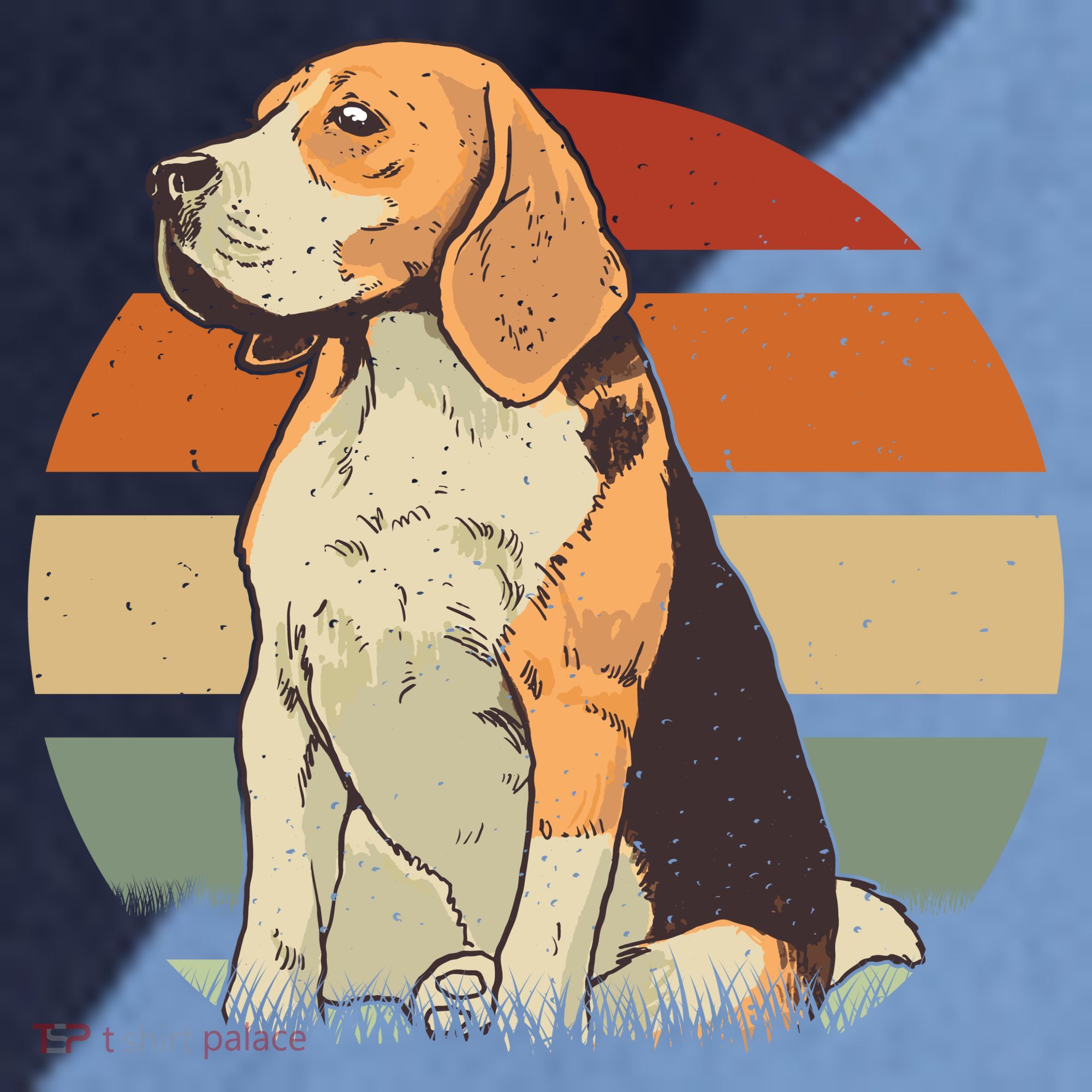 Beagle Retro Sunset Raglan Baseball Sleeve Shirt