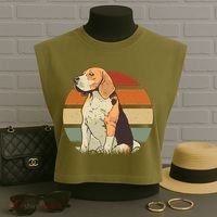Beagle Retro Sunset Garment-Dyed Women's Muscle Tee thumb 3