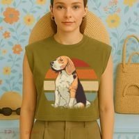 Beagle Retro Sunset Garment-Dyed Women's Muscle Tee thumb 4