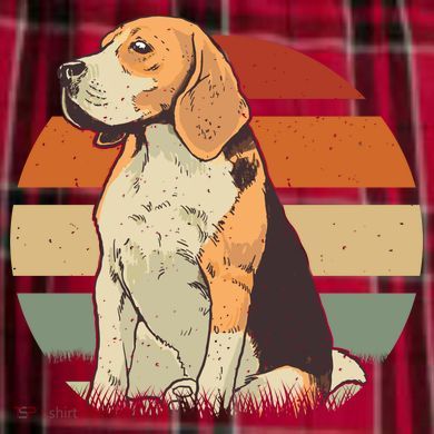 Beagle Retro Sunset Women's Flannel Plaid Pajama Pants