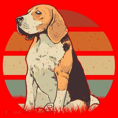 Beagle Retro Sunset Santa Hat