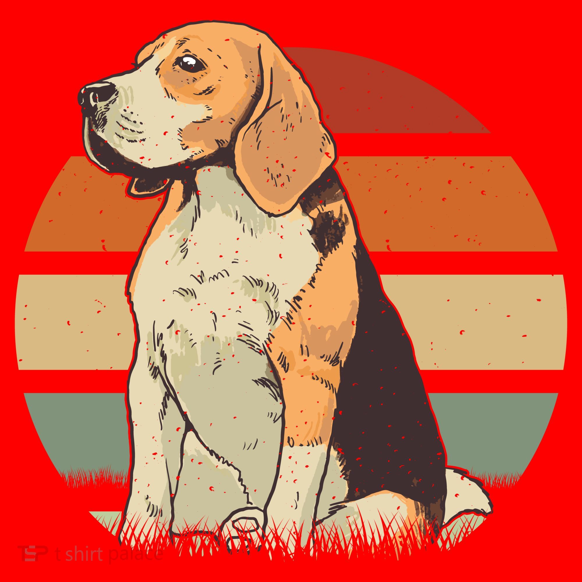 Beagle Retro Sunset Santa Hat