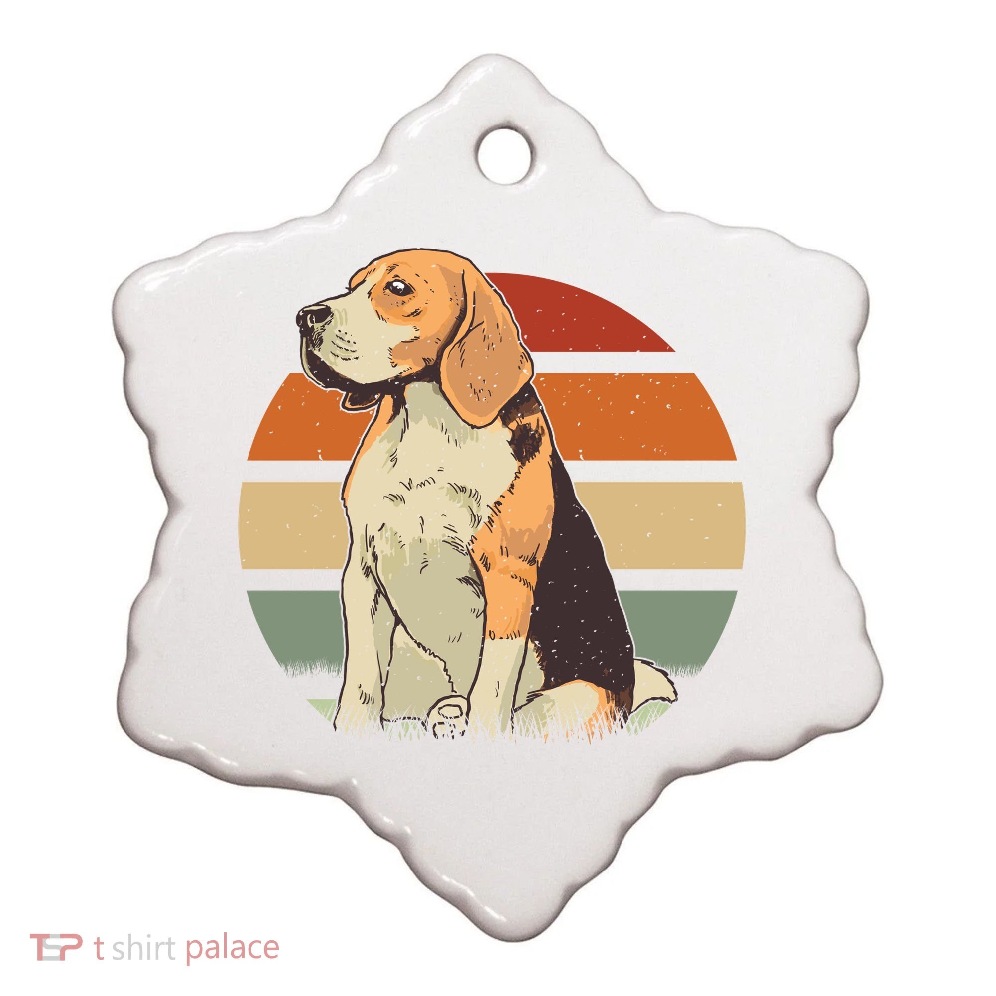 Beagle Retro Sunset Ceramic Ornament
