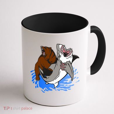 Bear Attacking Shark Coffee Mug back
