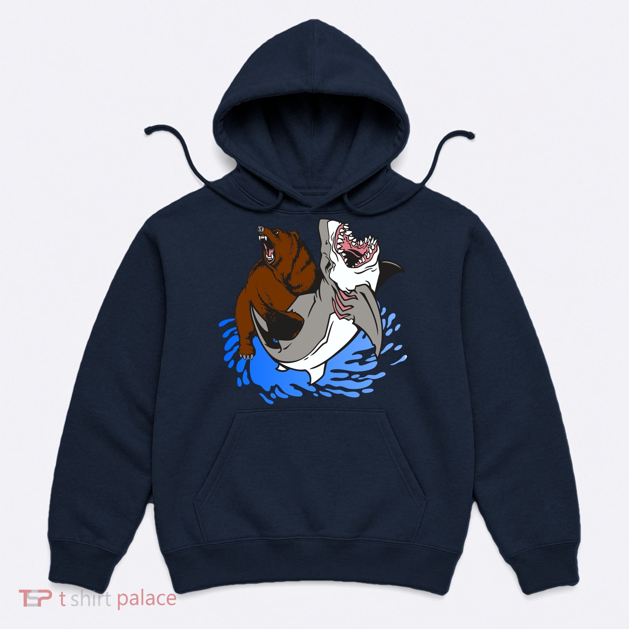 Bear Attacking Shark Hoodie