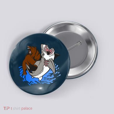 Bear Attacking Shark Button