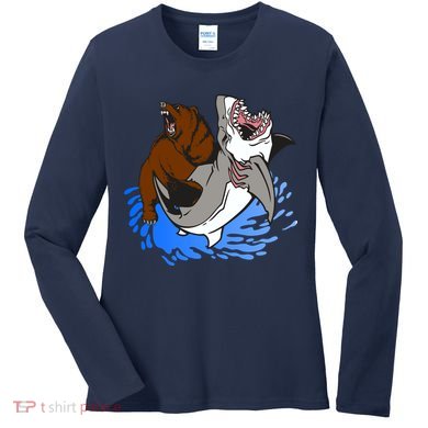Bear Attacking Shark Women's Long Sleeve Shirt