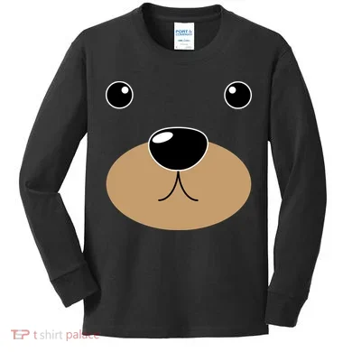 Bear Costume Face Kids Long Sleeve Shirt