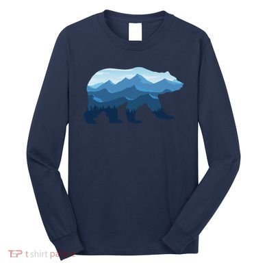 Bear Double Exposure Surreal Wildlife Long Sleeve Shirt