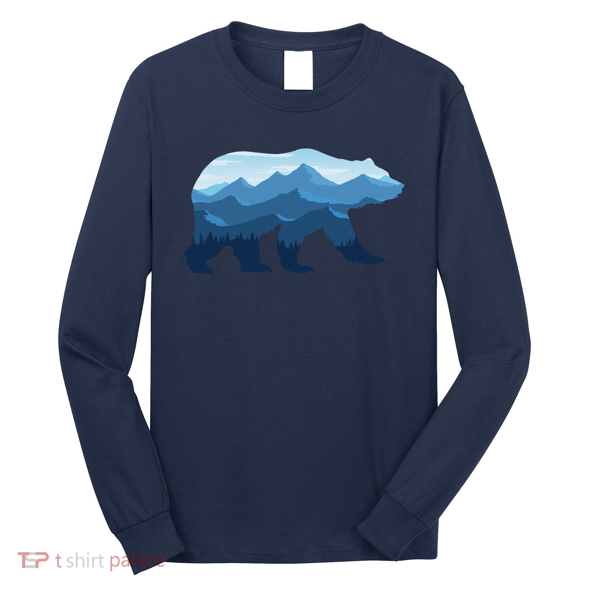 Bear Double Exposure Surreal Wildlife Long Sleeve Shirt