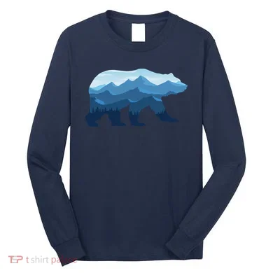 Bear Double Exposure Surreal Wildlife Long Sleeve Shirt