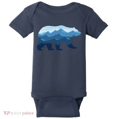 Bear Double Exposure Surreal Wildlife Baby Bodysuit