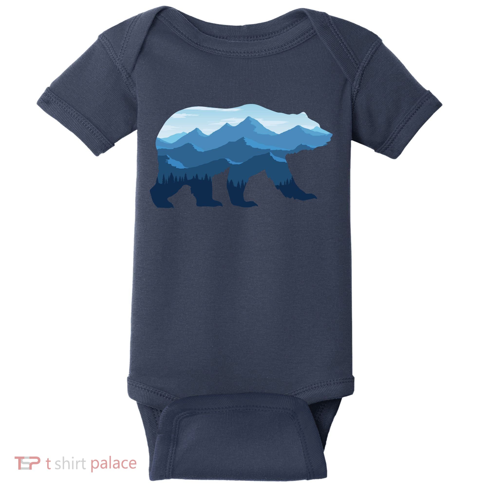 Bear Double Exposure Surreal Wildlife Baby Bodysuit