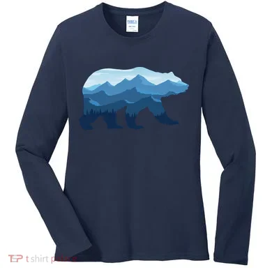 Bear Double Exposure Surreal Wildlife Women's Long Sleeve Shirt