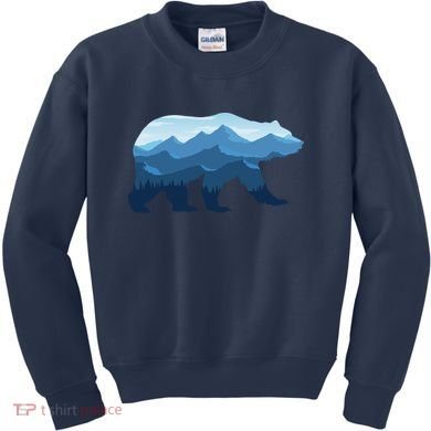 Bear Double Exposure Surreal Wildlife Kids Sweatshirt