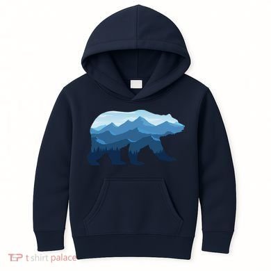 Bear Double Exposure Surreal Wildlife Kids Hoodie