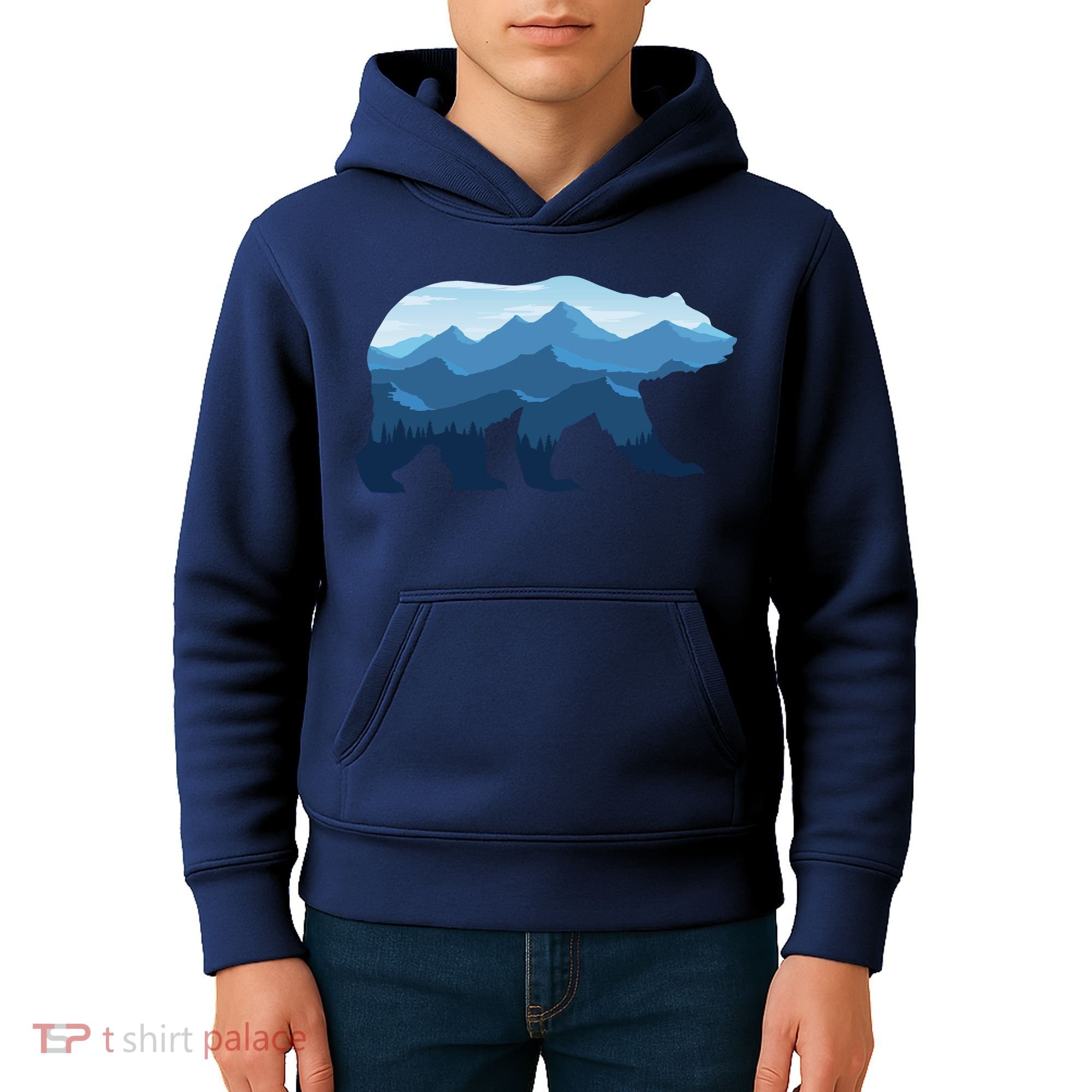 Bear Double Exposure Surreal Wildlife Kids Hoodie