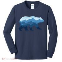 Bear Double Exposure Surreal Wildlife Kids Long Sleeve Shirt thumb 0
