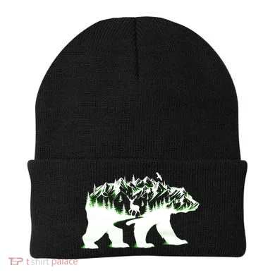Bear Forest Deer Wilderness Mountains Beanie