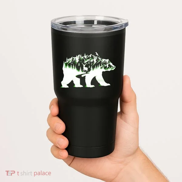 Bear Forest Deer Wilderness Mountains Tumbler