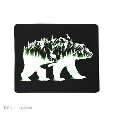 Bear Forest Deer Wilderness Mountains Mousepad