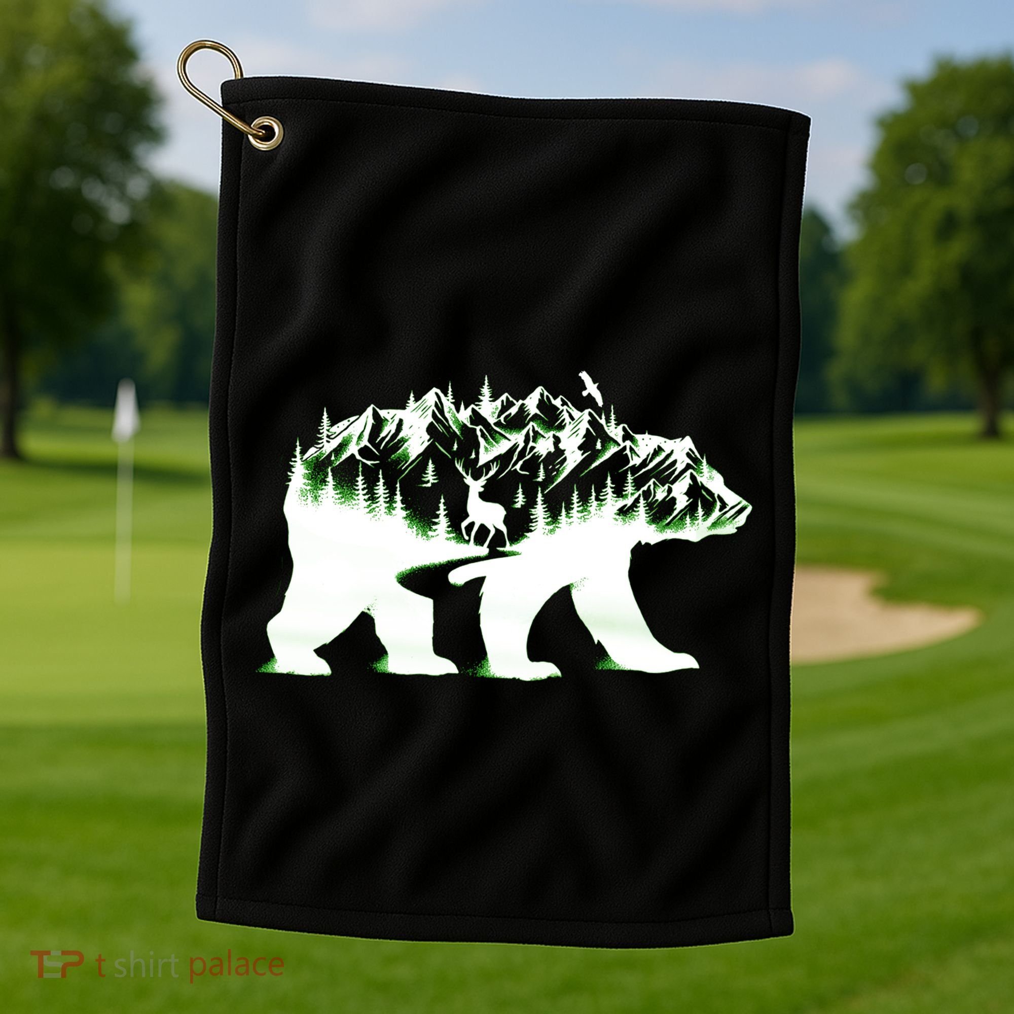 Bear Forest Deer Wilderness Mountains Golf Towel